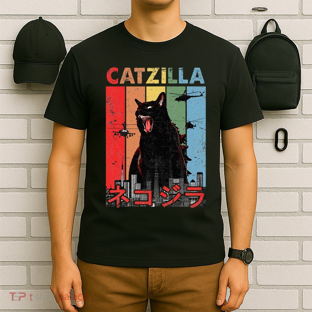 Vintage Catzilla Funny Kitten And Cat Lover T-Shirt