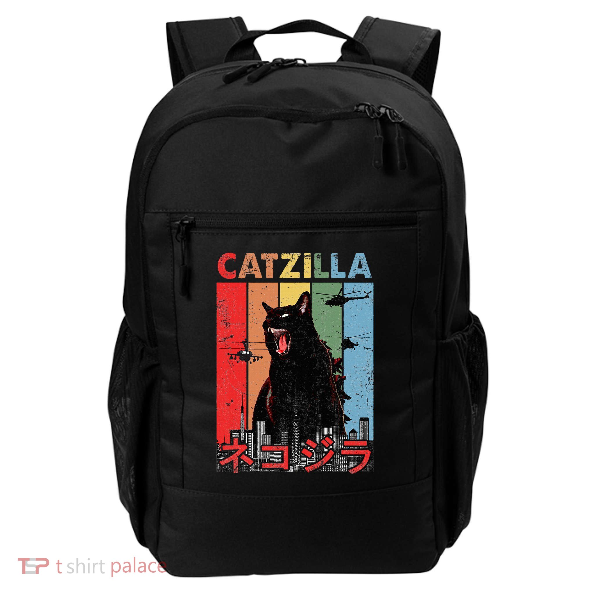 Vintage Catzilla Funny Kitten And Cat Lover Backpack