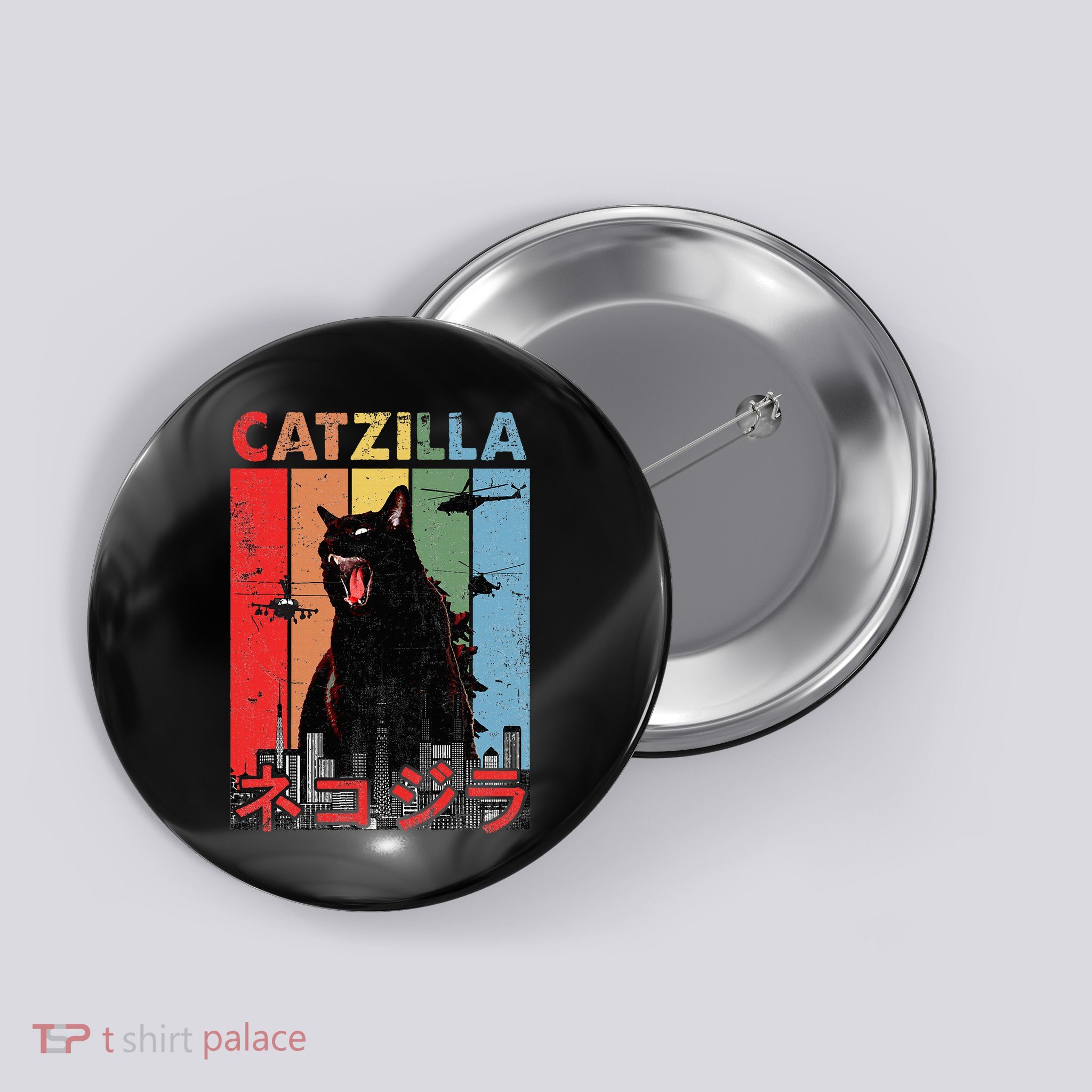 Vintage Catzilla Funny Kitten And Cat Lover Button