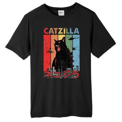 Vintage Catzilla Funny Kitten And Cat Lover Tall Fusion ChromaSoft Performance T-Shirt