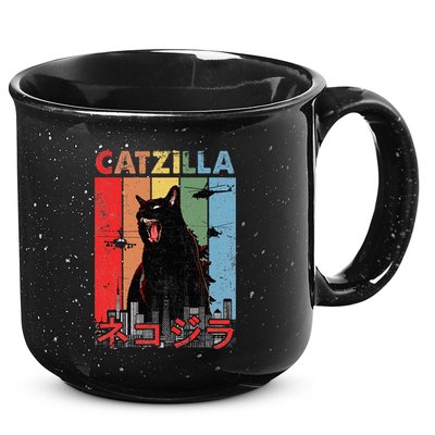Vintage Catzilla Funny Kitten And Cat Lover 15oz Campfire Ceramic Mug