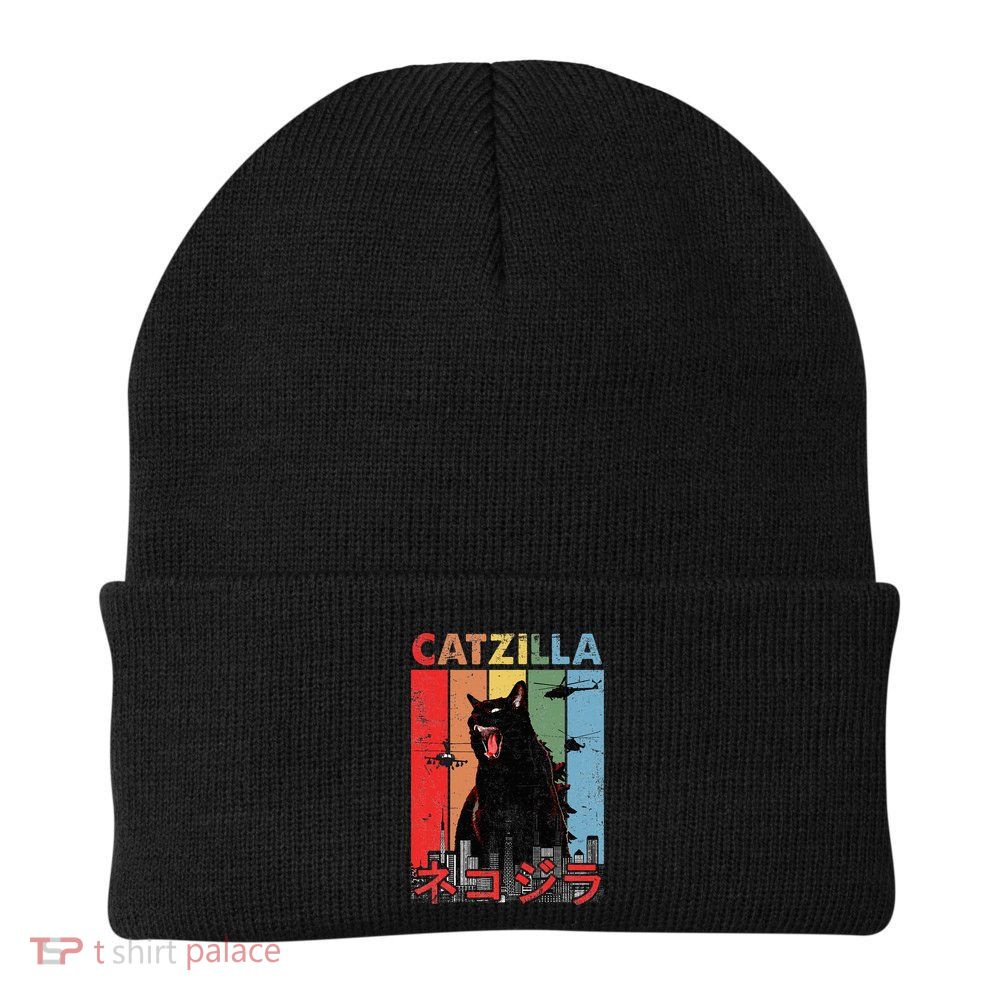 Vintage Catzilla Funny Kitten And Cat Lover Beanie
