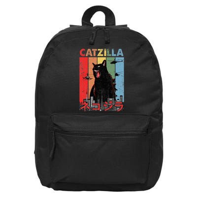 Vintage Catzilla Funny Kitten And Cat Lover 16 in Basic Backpack