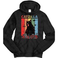 Vintage Catzilla Funny Kitten And Cat Lover Tie Dye Hoodie