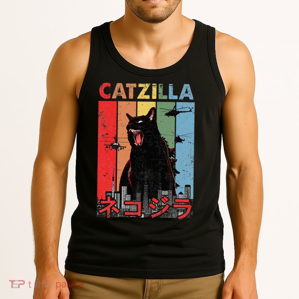 Vintage Catzilla Funny Kitten And Cat Lover Tank Top