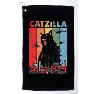 Vintage Catzilla Funny Kitten And Cat Lover Golf Towel