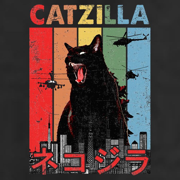 Vintage Catzilla Funny Kitten And Cat Lover Golf Towel