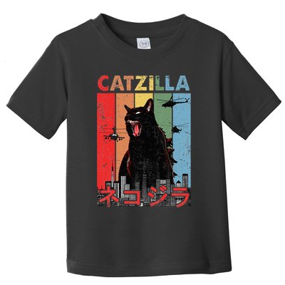 Vintage Catzilla Funny Kitten And Cat Lover Toddler T-Shirt