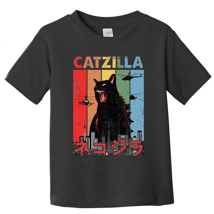 Vintage Catzilla Funny Kitten And Cat Lover Toddler T-Shirt