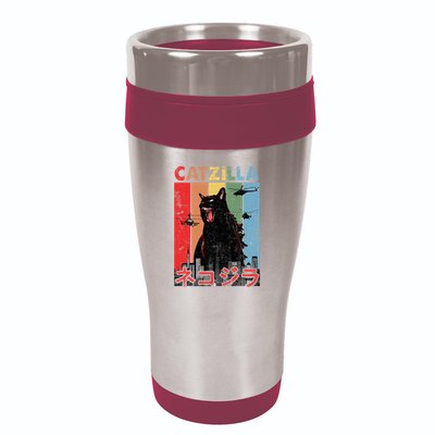Vintage Catzilla Funny Kitten And Cat Lover 16oz Travel Tumbler