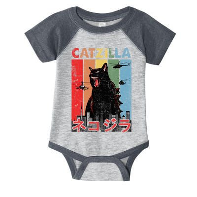 Vintage Catzilla Funny Kitten And Cat Lover Infant Baby Jersey Bodysuit