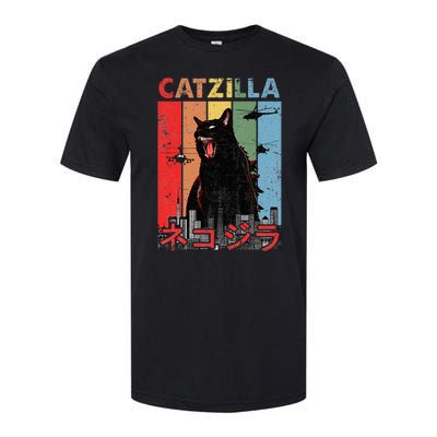 Vintage Catzilla Funny Kitten And Cat Lover Softstyle CVC T-Shirt