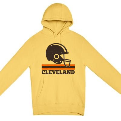 Vintage Cleveland Football Helmet Logo Premium Pullover Hoodie