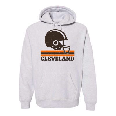 Vintage Cleveland Football Helmet Logo Premium Hoodie