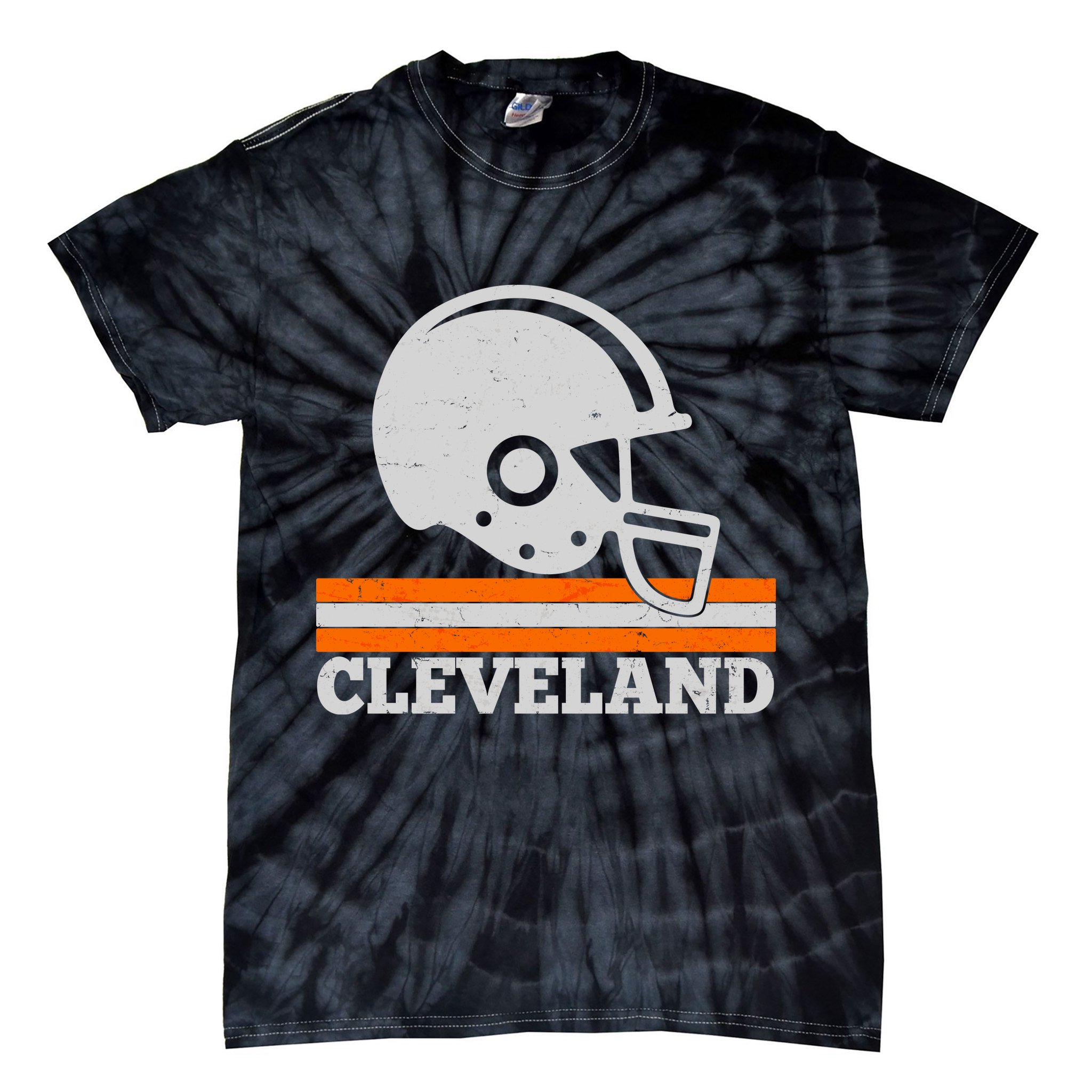 Vintage Cleveland Football Helmet Logo Tie-Dye T-Shirt