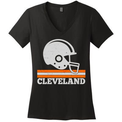 Vintage Cleveland Football Helmet Logo Women's V-Neck T-Shirt