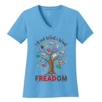 Vintage Censorship Freedom Reading Nerd I Read Banned Books Meaningful Gift Women's V-Neck T-Shirt