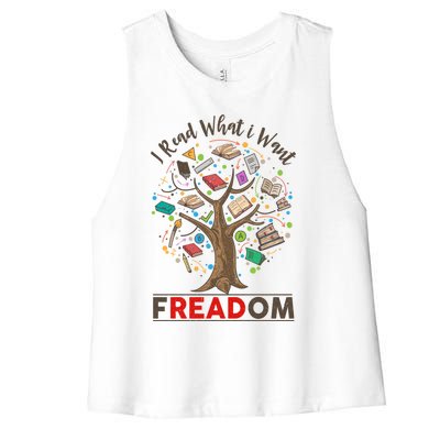 Vintage Censorship Freedom Reading Nerd I Read Banned Books Meaningful Gift Women's Racerback Cropped Tank