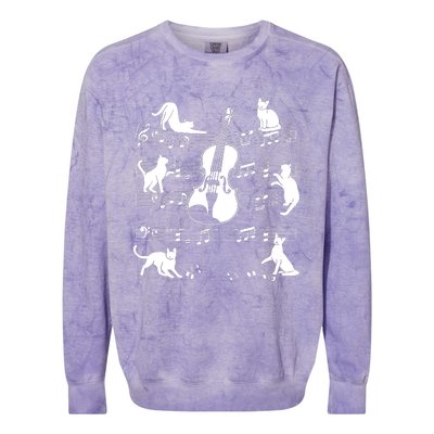 Violinist Cats For Cat Loving Violin Player Colorblast Crewneck Sweatshirt