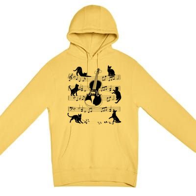 Violinist Cats For Cat Loving Violin Player Premium Pullover Hoodie