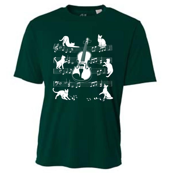 Violinist Cats For Cat Loving Violin Player Cooling Performance Crew T-Shirt