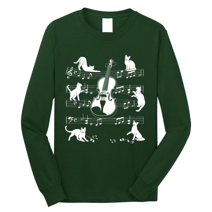 Violinist Cats For Cat Loving Violin Player Long Sleeve Shirt