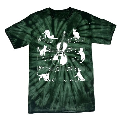 Violinist Cats For Cat Loving Violin Player Tie-Dye T-Shirt