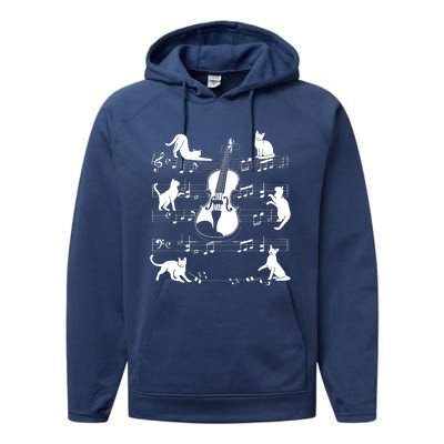 Violinist Cats For Cat Loving Violin Player Performance Fleece Hoodie