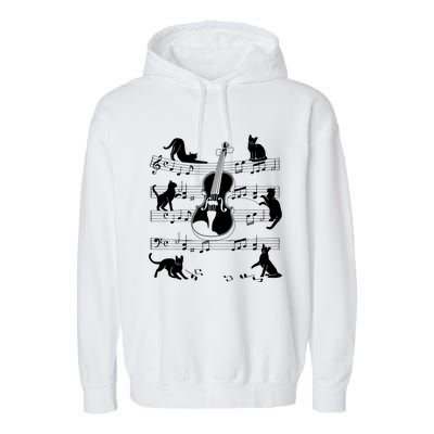 Violinist Cats For Cat Loving Violin Player Garment-Dyed Fleece Hoodie