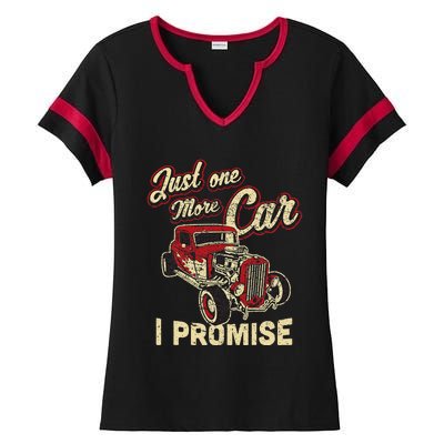 Vintage Car Fan Just One More Car I Promise Ladies Halftime Notch Neck Tee