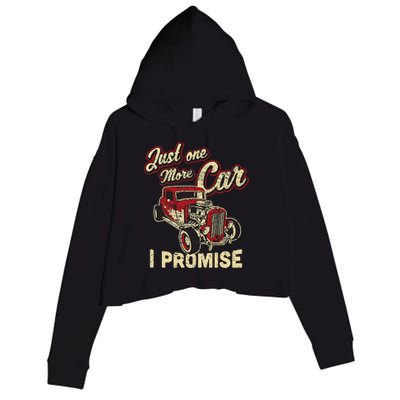 Vintage Car Fan Just One More Car I Promise Crop Fleece Hoodie