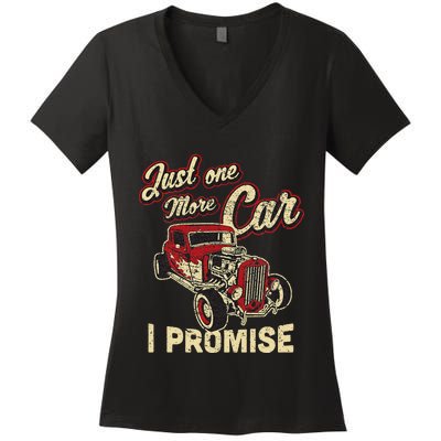 Vintage Car Fan Just One More Car I Promise Women's V-Neck T-Shirt