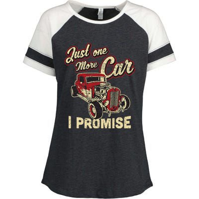 Vintage Car Fan Just One More Car I Promise Enza Ladies Jersey Colorblock Tee