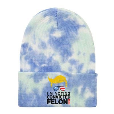 Voting Convicted Felon 2024 Graphic Tie Dye 12in Knit Beanie