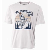 Vintage Christian Faith Jesus Basket Ball He Is Rizzin Cooling Performance Crew T-Shirt