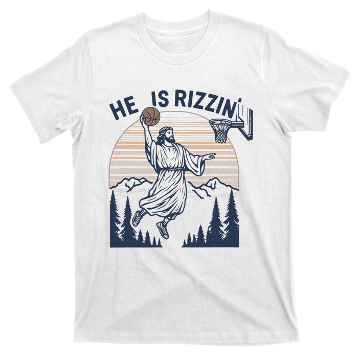 Vintage Christian Faith Jesus Basket Ball He Is Rizzin T-Shirt