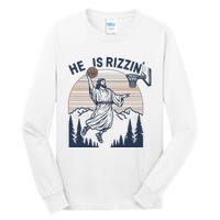 Vintage Christian Faith Jesus Basket Ball He Is Rizzin Tall Long Sleeve T-Shirt