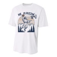 Vintage Christian Faith Jesus Basket Ball He Is Rizzin Performance Sprint T-Shirt