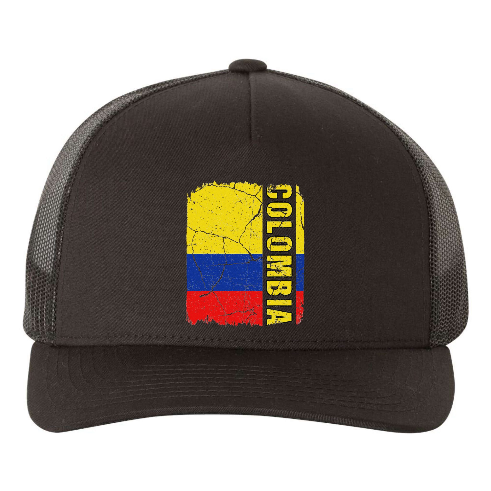Vintage Colombian Flag Colombia Pride Roots Heritage Gift Yupoong Adult 5-Panel Trucker Hat