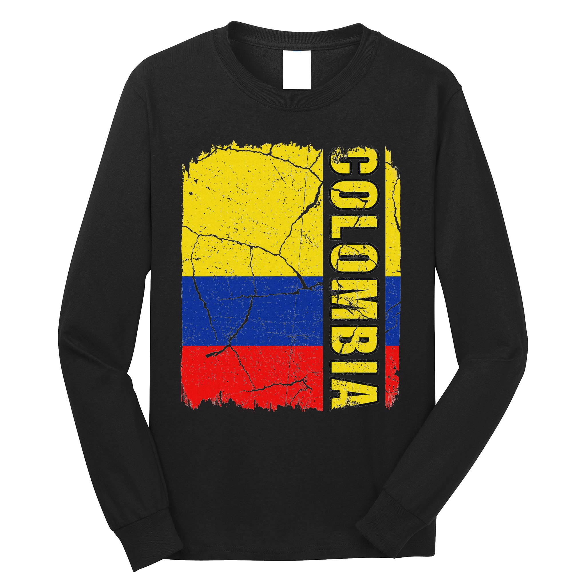 Vintage Colombian Flag Colombia Pride Roots Heritage Gift Long Sleeve Shirt