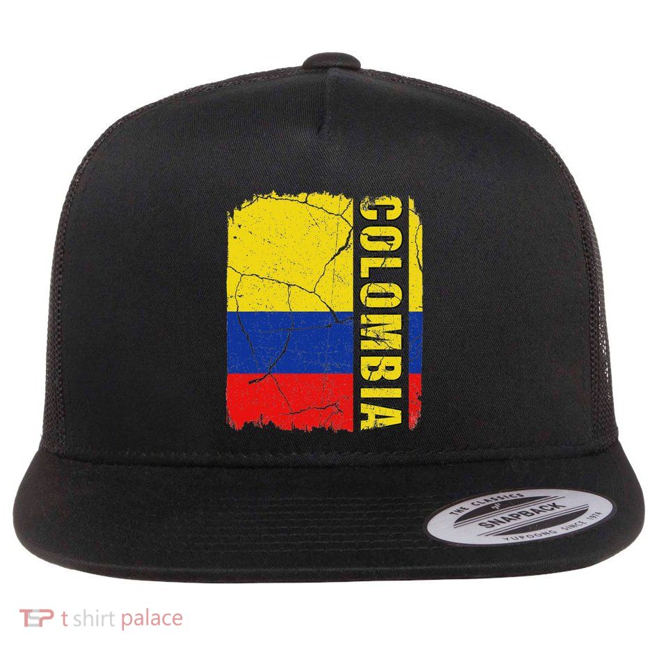 Vintage Colombian Flag Colombia Pride Roots Heritage Gift Flatbill Hat