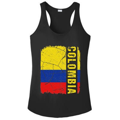 Vintage Colombian Flag Colombia Pride Roots Heritage Gift Ladies PosiCharge Competitor Racerback Tank