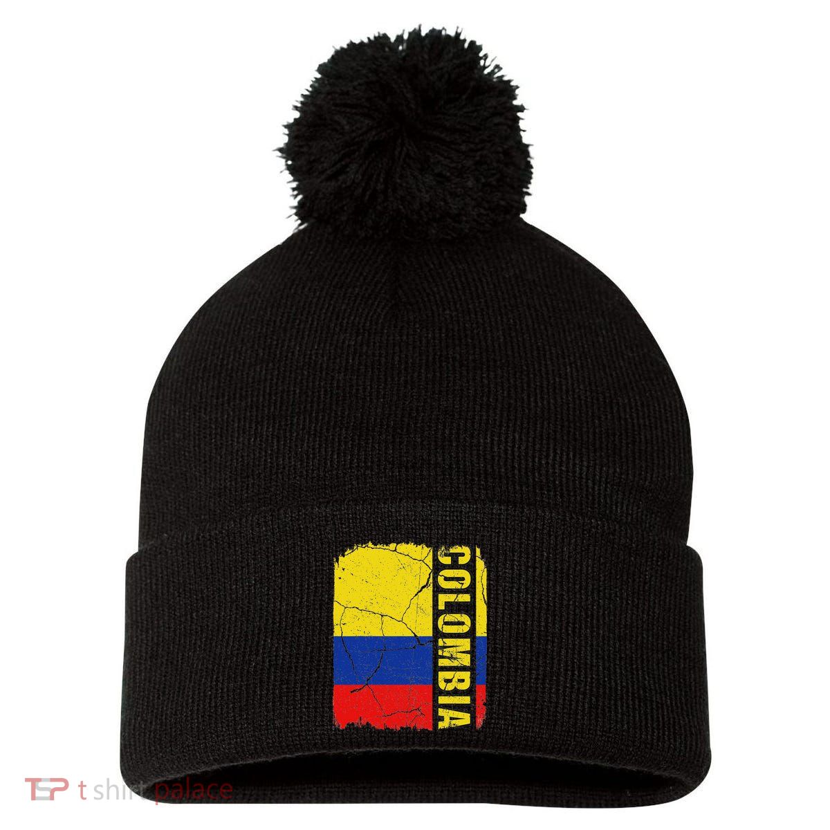 Vintage Colombian Flag Colombia Pride Roots Heritage Gift Pom Pom 12in Knit Beanie