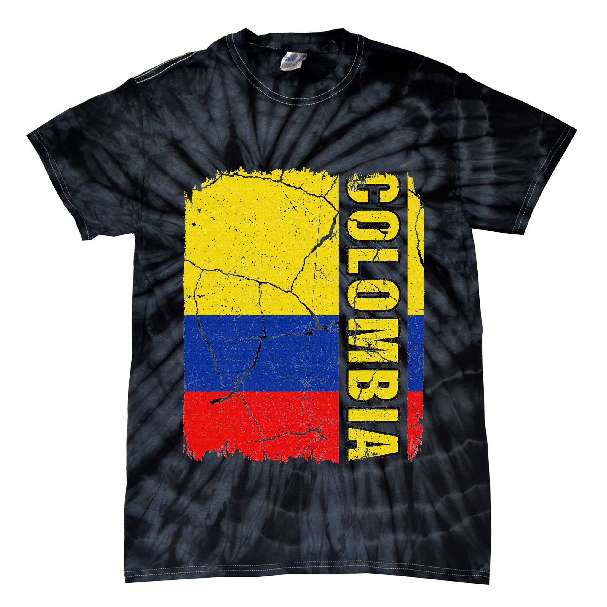 Vintage Colombian Flag Colombia Pride Roots Heritage Gift Tie-Dye T-Shirt