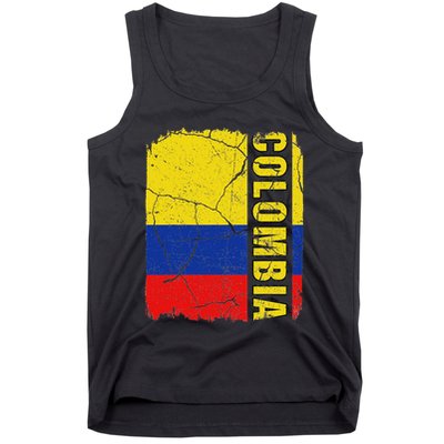 Vintage Colombian Flag Colombia Pride Roots Heritage Gift Tank Top