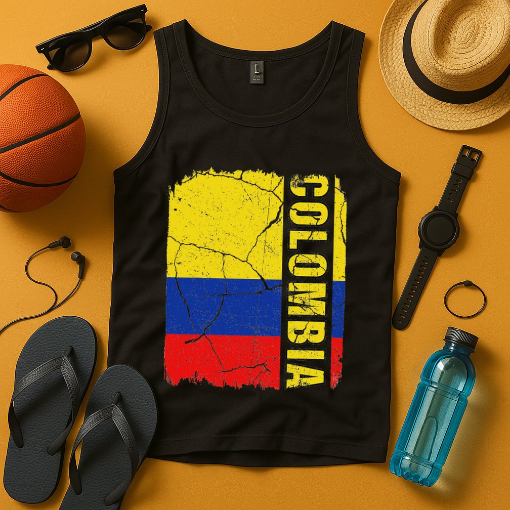 Vintage Colombian Flag Colombia Pride Roots Heritage Gift Tank Top