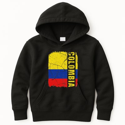 Vintage Colombian Flag Colombia Pride Roots Heritage Gift Kids Hoodie