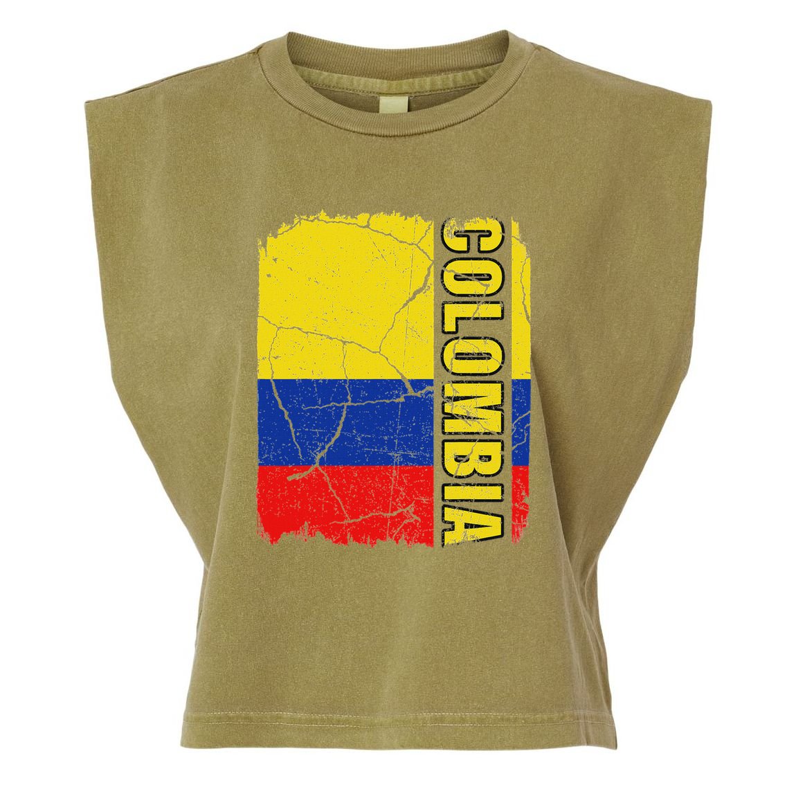 Vintage Colombian Flag Colombia Pride Roots Heritage Gift Garment-Dyed Women's Muscle Tee