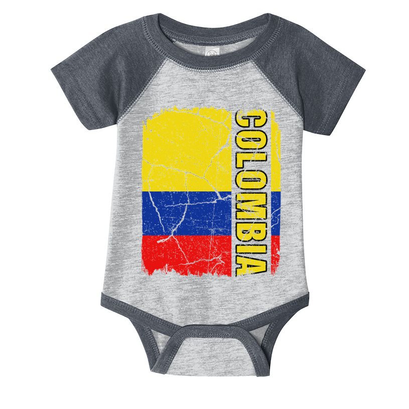Vintage Colombian Flag Colombia Pride Roots Heritage Gift Infant Baby Jersey Bodysuit