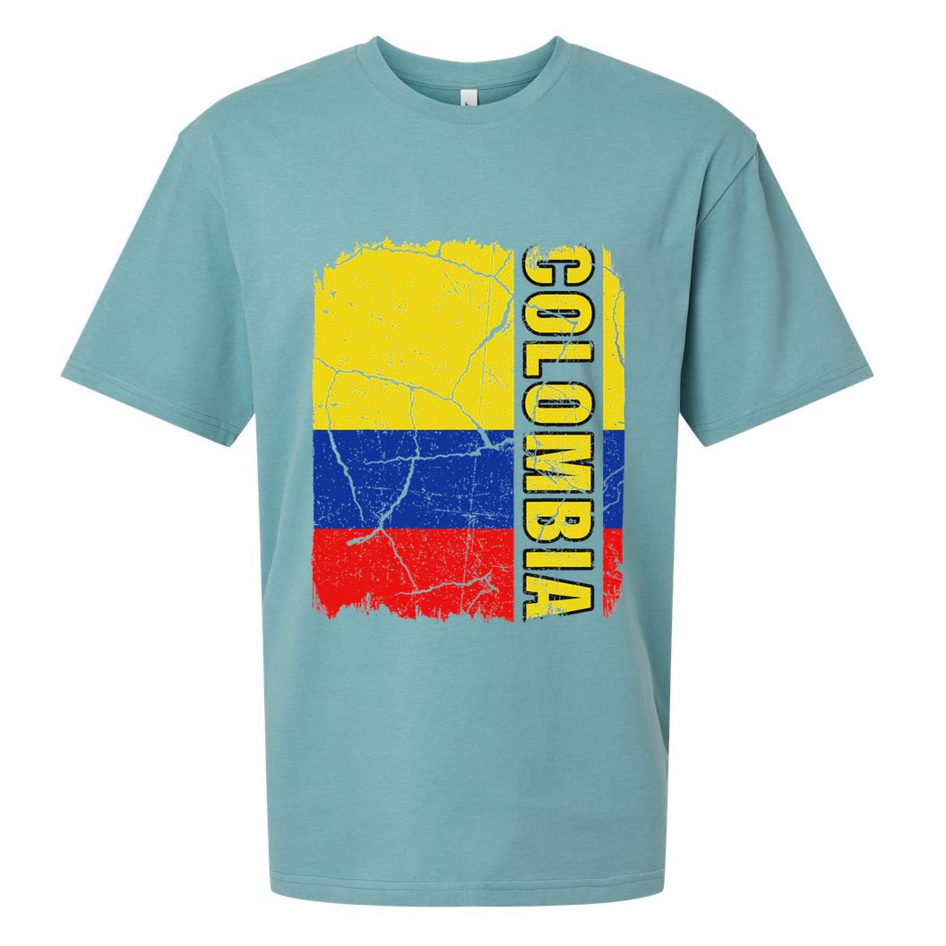 Vintage Colombian Flag Colombia Pride Roots Heritage Gift Sueded Cloud Jersey T-Shirt
